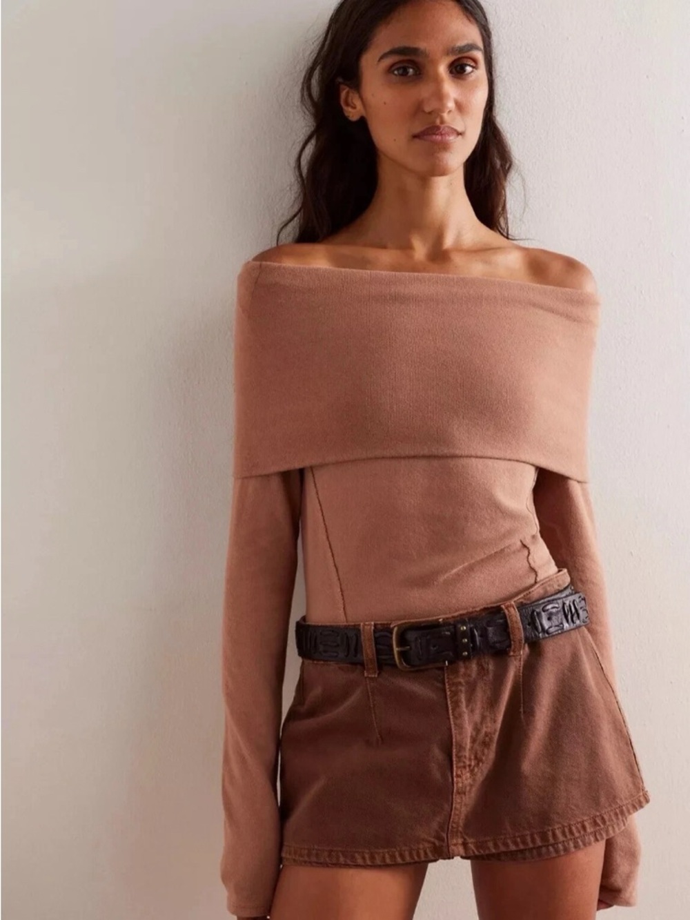 FP We The Free Iris Layering Top in Cafe Latte - M